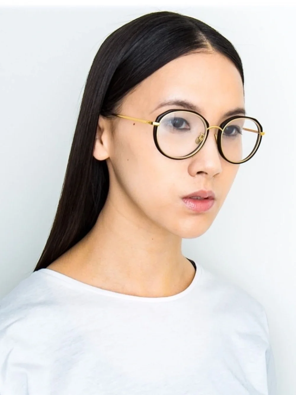 Linda Farrow LFL630 C2 Tortoiseshell Angular Round 22K Gold Glasses